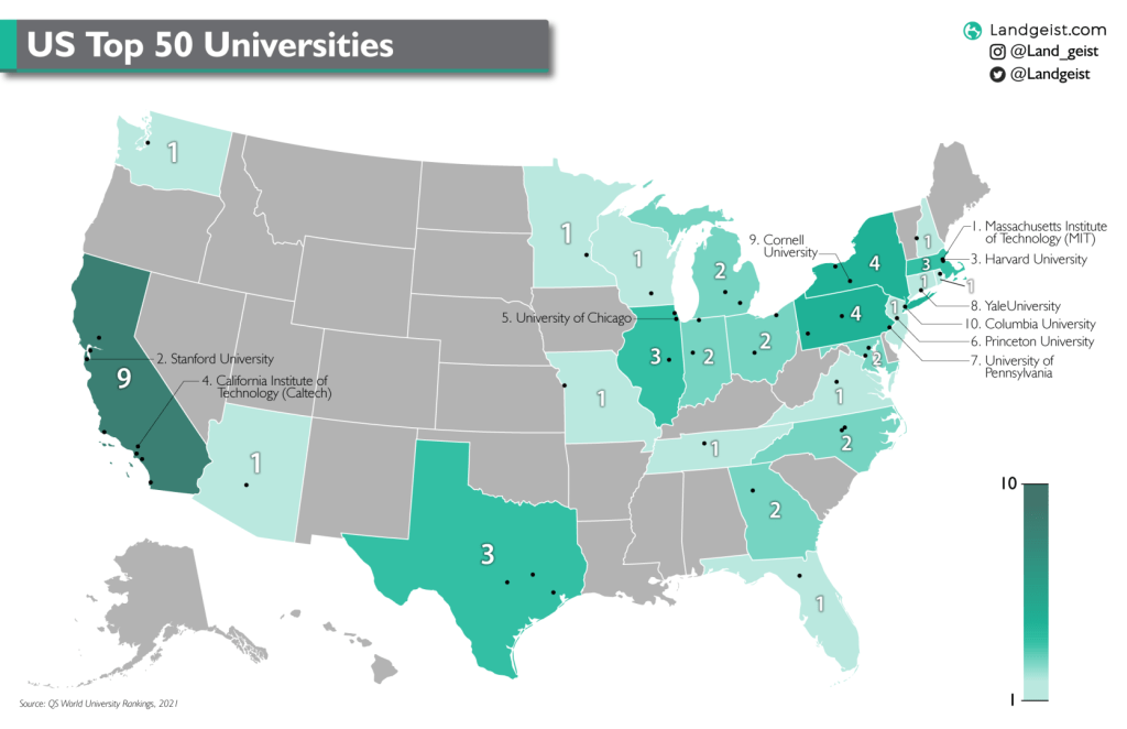 US Top 50&nbsp;Universities