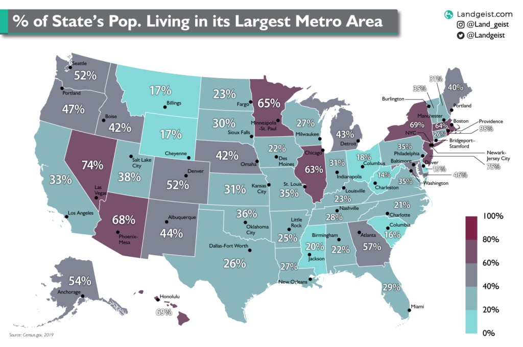 Percentage of state’s Population Living in its Largest Metro&nbsp;Area