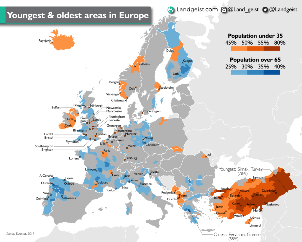 Youngest and Oldest Areas of&nbsp;Europe