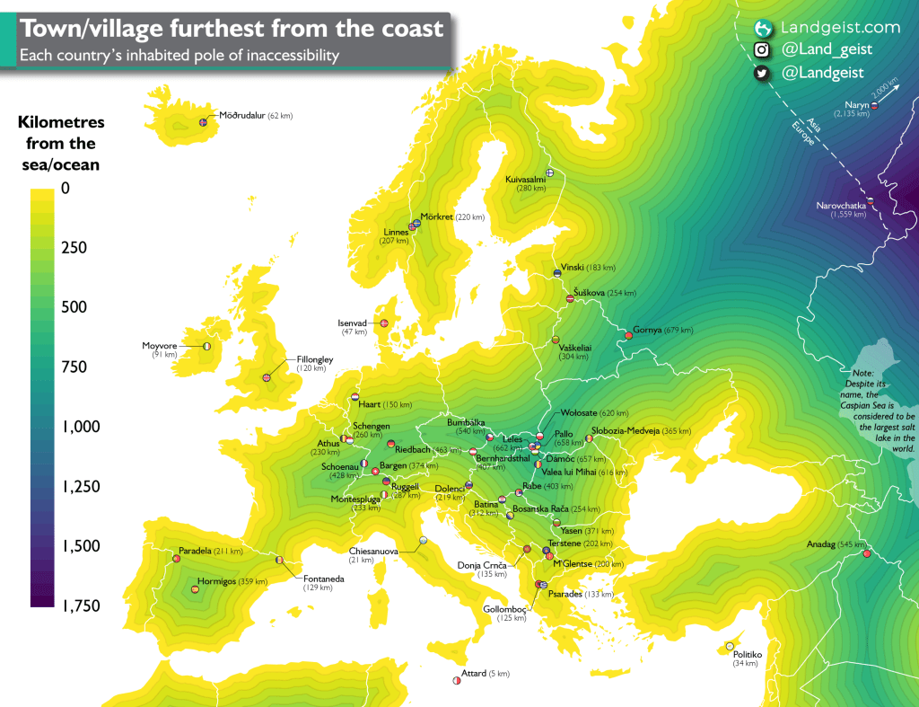 Town/Village Furthest From The&nbsp;Coast