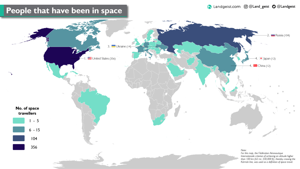 Space travellers per&nbsp;country