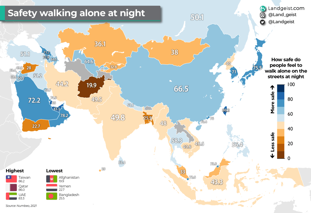 How Safe Do People feel to Walk Alone at Night in&nbsp;Asia