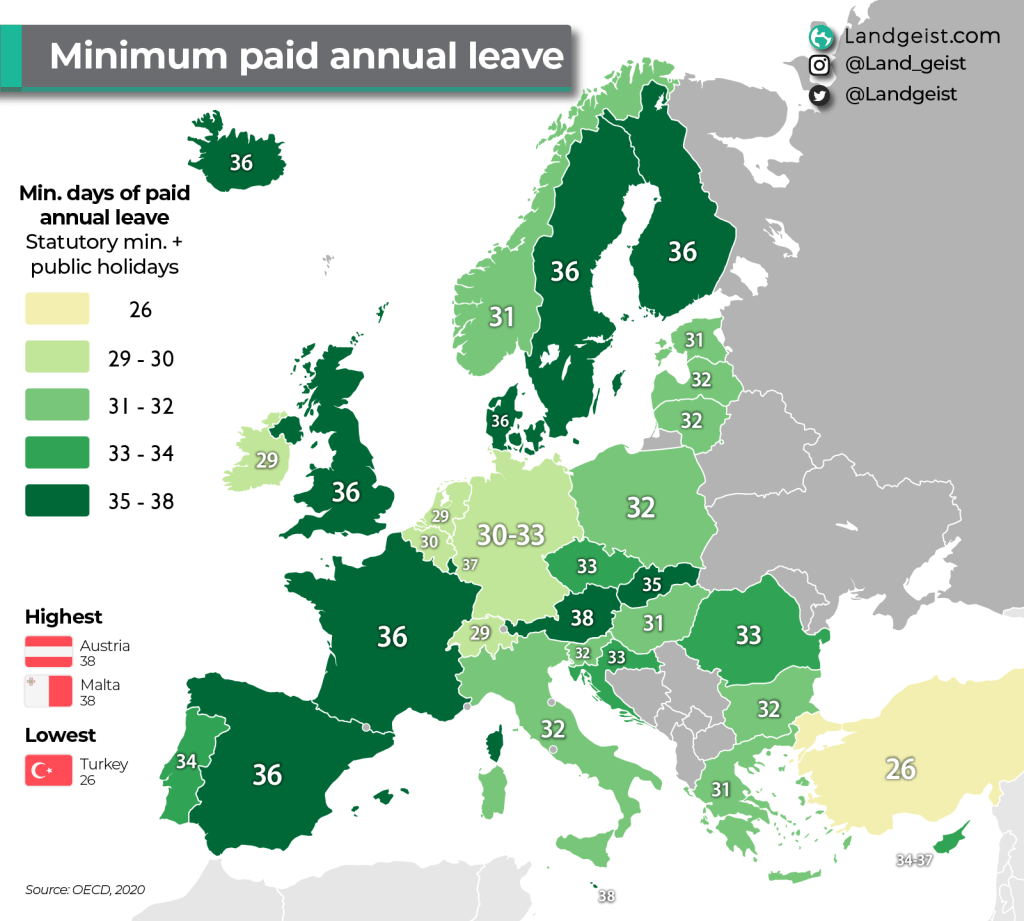 Minimum Paid Annual Leave in&nbsp;Europe