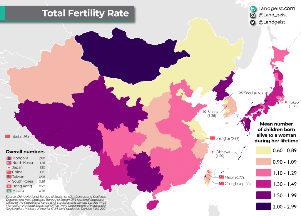 Total Fertility Rate in East&nbsp;Asia