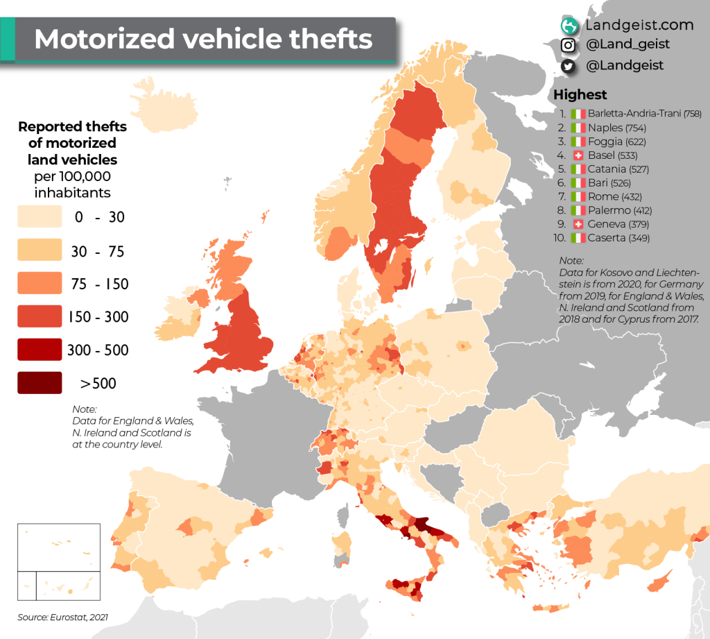Car Theft Rate in&nbsp;Europe