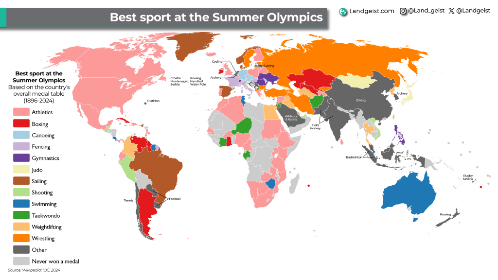Each country’s best sport at the Summer&nbsp;Olympics